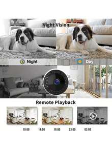 1 pieza Cámara de WiFi 1080P, compatible con visualización remota, visión nocturna infrarroja, detección de movimiento, almacenamiento en la nube inteligente, adecuada para uso en interiores, portátil, conexión inalámbrica de 2.4GHz, batería recargable, fácil instalación, compatible con tarjeta SD - Negro - Ver 8