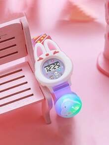 1pc/Set Creative Casual Cartoon Cute Rabbit Dial Silicone Watch, Ideal Birthday Gift - Multicolor - View 1