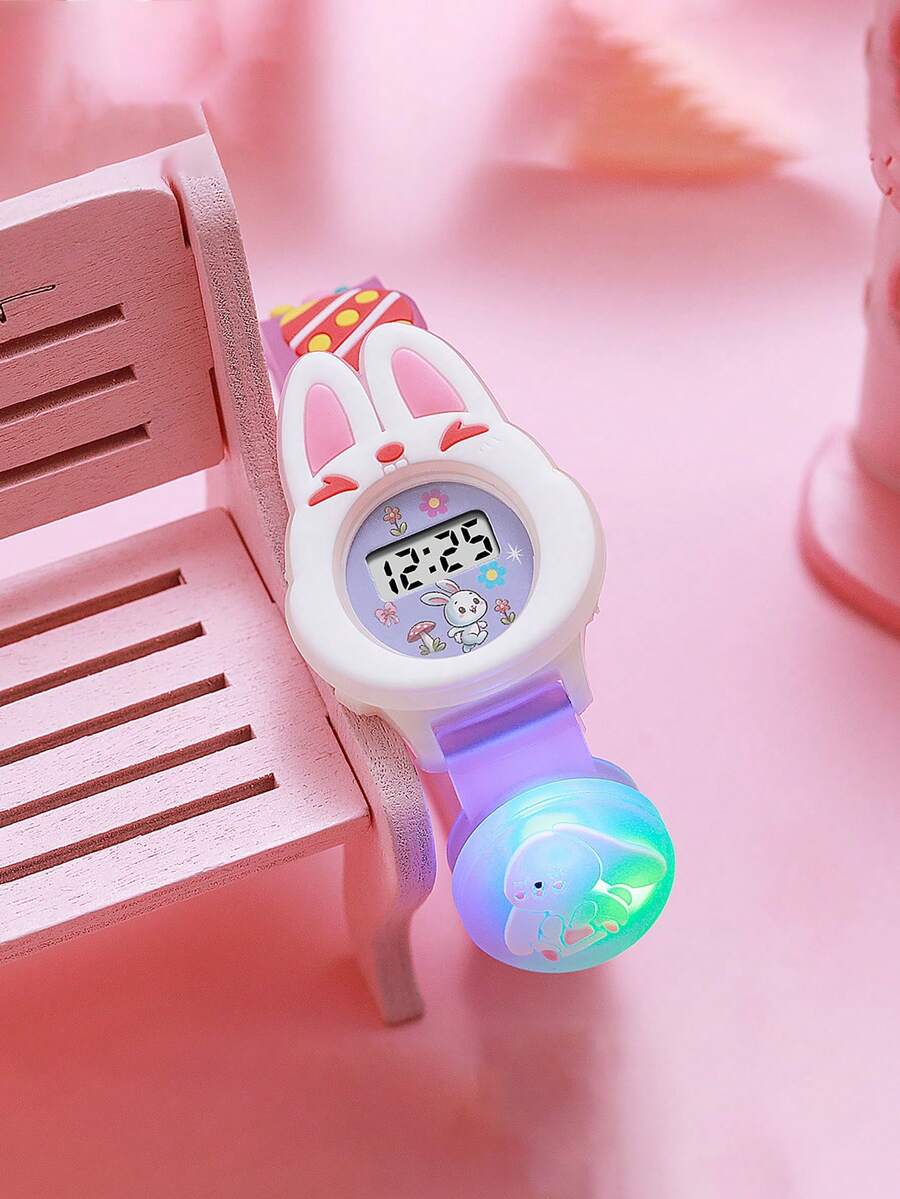 1pc/Set Creative Casual Cartoon Cute Rabbit Dial Silicone Watch, Ideal Birthday Gift - Multicolor - View 1