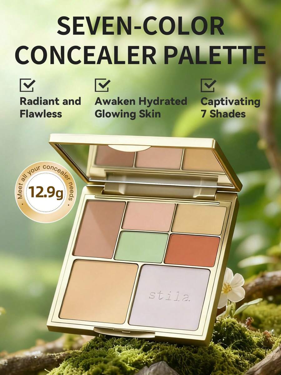 Stila 7合1遮瑕盘，12.9克，丝绒膏状遮瑕膏+细腻定妆粉，5种膏状遮瑕膏+2种粉状遮瑕粉，7种色号，遮盖黑眼圈、瑕疵、泛红，适合日常及舞台妆容。 - 七色遮瑕盤 12.9g - 查看 1