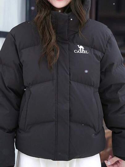 CAMEL CROWN Women's Outdoor Down Jacket, Autumn/Winter Triple Protection Hooded Thickened Couple Short Down Jacket, Multi-Functional Down Jacket