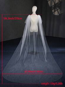 1pc Starry Sky Sequin Long Train Cathedral Wedding Dress Outdoor Lawn Bridal Accessory, Faux Pearl Arm Decor Photography Prop - Multicolor - View 8