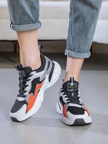 男士防滑、耐磨、透气正式户外系带低帮休闲运动鞋，简约正式风格真皮男士运动鞋，跑步鞋，纯色春秋季低帮鞋，网球鞋，男士橡胶鞋，鞋子，男装鞋，鞋类和运动鞋，白色鞋，男士橡胶鞋，男鞋，休闲鞋，跑步鞋 - 黑橘色 - 查看 6