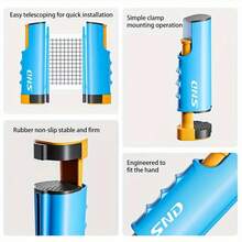 1pc Portable Ping Pong Net With Thick Frame, Straight Edge Design, Retractable Net, For Ball Blocking. Easy Installation. Convenient Operation. For Competition And Fitness - Sturdy Net Frame - Multicolor - View 4