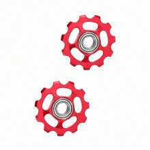 2 polias guia de alumínio CNC 11T - Polia de câmbio traseiro com rolamento selado, polias guia leves para transmissão de bicicleta.