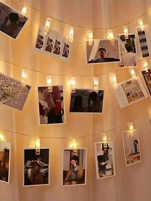 1 Pack LED Photo Clip Lamp DIY Photo Album Making Bedroom Wall Hanging Picture Card Home Decoration Lamp Room Creative Decoration Night Light Suitable For Wedding Party Decoration Winter Christmas Day