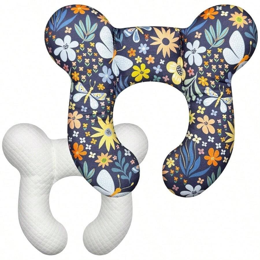 Almohada de apoyo, almohada de cuello Almohada de sueño cómoda mejorada para coche, avión, cochecito, silla de paseo - A - Flor B - Ver 1
