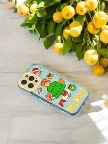 Funda navideña para phone 17 Pro Max E1pc con diseño de árbol, campanas y adornos. Compatible con phone 17, 16, 15, 14, 13, 12, 11 Pro y Plus. - Verde - Ver 2