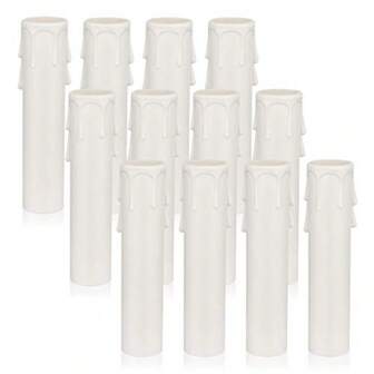 4 Inch Tall Candle Socket Covers White Plastic Candle Covers Sleeves Chandelier Socket Covers Slip Over E12 Candelabra Base Socket Candle Cover For Chandelier Whitepack Of 12