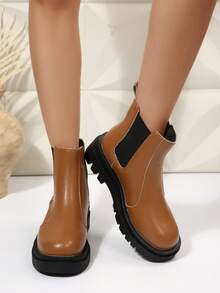 Botas de tobillo versátiles y de moda para el otoño/invierno, con suelas gruesas para uso casual y de viaje - Naranja - Ver 7