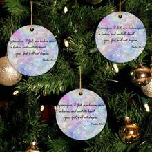 2025 1pc 2D Ceramics Souvenir 2.9 Inch My Sacrifice O God Is A Broken Spirit Merry Christmas Ceramics Souvenir Single-Side Print Inspiring Positive Quotes Ceramic Tree Xmas Ornament Memorable Keepsake - 粉紅白色 - 查看 7