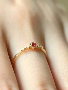 1入組時尚紅寶石&銅圓環適合女士日常穿著 - 金黃色 - 查看 9