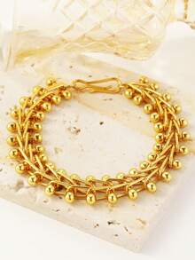 1 件时尚个性化串珠手链，18K 镀金铜，优雅女士手链，适合派对、礼物和日常佩戴 - 金黃色 - 查看 7