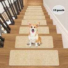7/15pcs 19*45cm Rectangular Non-Slip Stair Treads, Plain, Self-Adhesive Anti-Slip Stair Mats, Suitable For Wooden Steps - 22x70cm Indoor Peel And Stick Carpet, Durable Stair Pads, Suitable For Elderly, Pets And Families, Relieve Foot Pressure - Multicolor - View 20