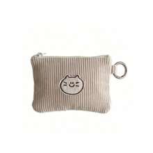 Corduroy Zipper Small Pouch Multipurpose Wallet For Lipstick Earphones And Keys Handwashable Edge Painted Details No Printing Design For Women Wallet Mini Wallet Purse Wallet Coin Wallet