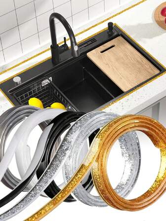 Cinta decorativa autoadhesiva, cinta selladora impermeable a prueba de moho, cinta selladora resistente a la humedad para bordes de fregaderos de cocina y baño, cinta relleno de grietas de fregadero, cinta impermeable para baño
