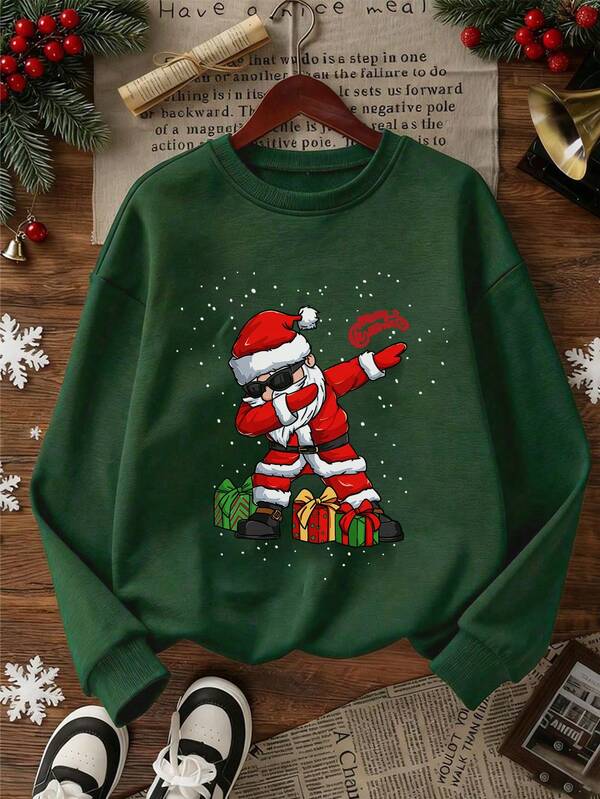 1pc Tween Boy Crew Neck Long Sleeve Sweatshirt With "Christmas Eve" Print, Suitable For Autumn/Winter