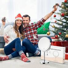 8-Inch Lighted Makeup Mirror With Magnification, 3 Light Colors, Adjustable Brightness And Height, 360° Rotation, 10X Magnifying Mirror With Lights, LED Makeup Mirror For Women - Chrome - Multicolor - View 10