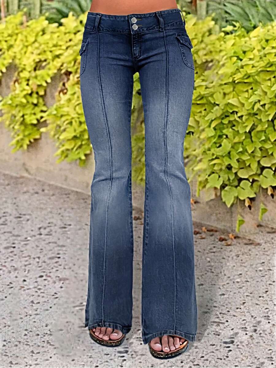 Women's Bell Bottoms Jeans Pants For Women At Christmas Time Perfect For Dating Shopping Party And Daily Dressing - 中等水洗藍 - 查看 1