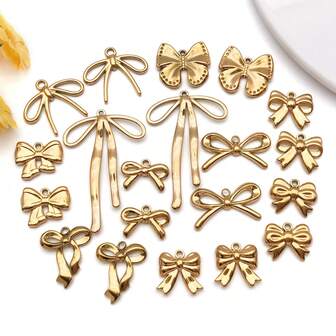 2 piezas Encantos de lazo Encantos de lazo de acero inoxidable 304 Conector de joyería Encanto de lazo metálico para hacer pendientes, collares, pulseras y joyería DIY