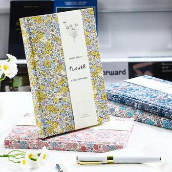 1pc A5 Minimalist Student Floral Gilded Edge Diary Notebook, Aesthetically Stationery