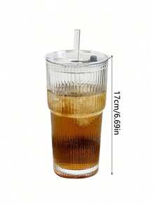 一套带吸管和盖子的条纹杯，便携简约风格水杯，竖条纹杯，可重复使用的高品质咖啡和果汁杯，多功能饮料容器，适合家庭、办公室、海滩、各种聚会，也适用于盛装咖啡、茶、威士忌、牛奶、冰美式咖啡和拿铁等饮品。 - 彩色 - 查看 4