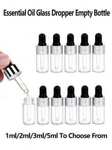 1ml/2ml/3ml/5ml-Frosted Glass Dropper Bottles - Refillable Essential Oil & Perfume Sample Vials With Glass Pipette Dropper Cap; Small Serum & Eye-Dropper Style Bottles For Aromatherapy, Skincare Serums, Cosmetic Samples, Diy Blends, Fragrance Testing & Travel; Leak-Resistant, Reusable, Portable Glass Dispenser - Ideal For Perfumers, Estheticians, Makeup Artists, Therapists & Travel Lovers - Multicolor - View 1