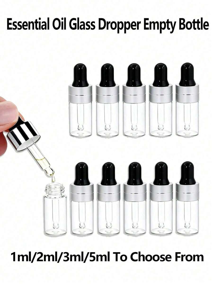 1ml/2ml/3ml/5ml-Frosted Glass Dropper Bottles - Refillable Essential Oil & Perfume Sample Vials With Glass Pipette Dropper Cap; Small Serum & Eye-Dropper Style Bottles For Aromatherapy, Skincare Serums, Cosmetic Samples, Diy Blends, Fragrance Testing & Travel; Leak-Resistant, Reusable, Portable Glass Dispenser - Ideal For Perfumers, Estheticians, Makeup Artists, Therapists & Travel Lovers - Multicolor - View 1