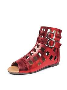 بوت كاحل أنيقة للنساء ذات فتحة غير متماثلة وأصبع قدم دائري مريح وعملي، مناسبة للربيع والصيف