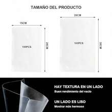 200 piezas en conjunto de bolsas selladas al vacío 1525+2030cm bolsas de vacío reutilizables de grano bolsas de plástico adecuadas para envasado al vacío, conservación y cocción - Como en la foto - Ver 2