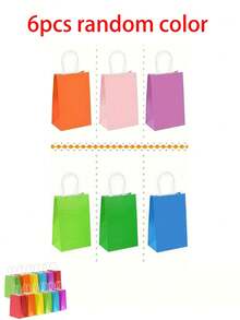 2/6/12/24 piezas - Bolsas de regalo de papel kraft de colores surtidos con asas, adecuadas para regalos de cumpleaños, suministros para fiestas, bodas, manualidades DIY, decoraciones de cumpleaños, recuerdos de fiestas, decoraciones de bodas, bolsas de dulces de Halloween, decoración de despedida de soltera, regalos de despedida de soltera, despedida de soltera, recuerdos de fiesta de novia, recuerdos de invitados de boda, bolsas de regalo de Navidad, papel de regalo de Navidad, bolsas de Navidad, bolsas de fiesta, bolsas de despedida de soltera - Multicolor - Ver 9