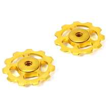 2 polias guia de alumínio CNC 11T - Polia de câmbio traseiro com rolamento selado, polias guia leves para transmissão de bicicleta.