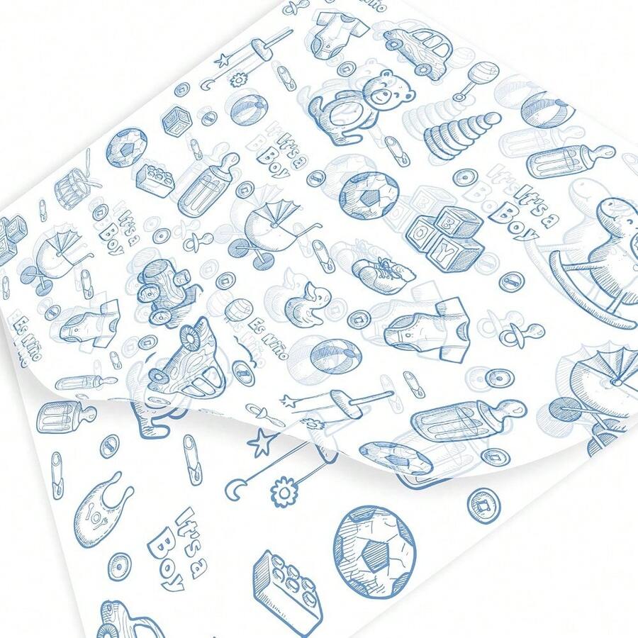 100 Hojas de Papel Grado Alimenticio 30x30 cm Felicidades - BABY SHOWER (AZUL) - Ver 1