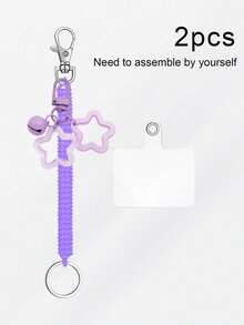 多功能弹性伸缩钥匙扣，带手机支架环、腕带弹簧挂绳，钥匙链，可伸缩防丢钥匙链，带弹簧绳，可拆卸，需自行组装，适合作为礼物送给母亲、家人、朋友，生日、节日礼物，手机挂饰，挂绳，男女通用返校用品，纪念礼物 - 彩色 - 查看 13