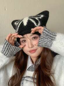 秋冬季蝴蝶针织帽，简约百搭设计，保暖舒适，女士佩戴更显气质 - 彩色 - 查看 6