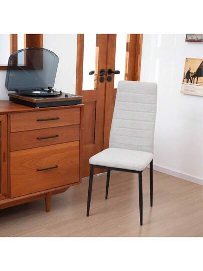 Set Of Dining Chairs High Backrest, Metal Frame Padded Seat Com Tafel Room, Living Room Office view 8