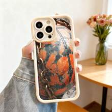 Cubierta de telefono con borde negro y diseño de piedra roja con cadena dorada para iPhone 14 Pro Max estilo elegante y resistente para uso diario y trabajo - Blanco - Ver 2