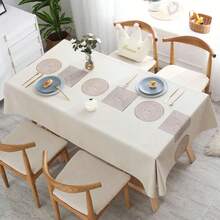 Water And Oil Resistant PVC Tablecloth With Nordic Style Floral And Geometric Pattern Print, For Dining Table Or Coffee Table - Apricot - View 11