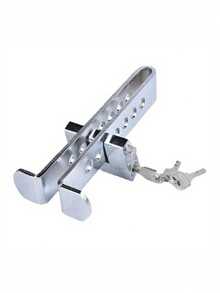 Car Anti-Theft Brake Clutch Lock, Car Security Protection Safety Tool, Automobile Hidden Brake Throttle Pedal Lock With 3 Keys - Silver - View 1