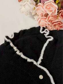 Suéter casual de cuello en V para mujer de talla grande