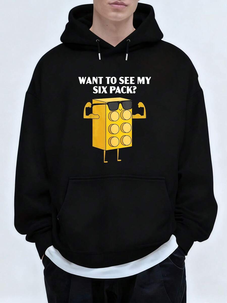 Men's Hoodie Want To See My Six Pack Fashion Pattern Printing Spring And Autumn Clothing - Black - View 1