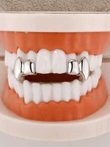 مجموعة من 2 قطعة من أغطية الأسنان المزركشة ذات السطح الناعم والمصقول على شكل أنياب للنساء والرجال، إكسسوارات مجوهرات بتصميم بانك للاحتفالات والكوسبلاي كهدية عيد الميلاد