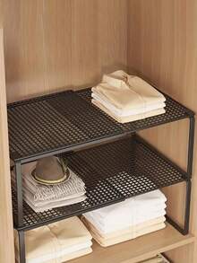 Heavy-Duty Adjustable Expandable Wardrobe Storage Rack - Space-Saving Stackable Metal Storage Rack With Polished Finish, No Assembly Required. Ideal For Kitchens, Bedrooms, Desk Organization, Multi-Purpose Shelving, Shoe Storage, Utility Racks, Wardrobe Storage Solutions, Closet Shelves, Cabinet Organization & Storage,