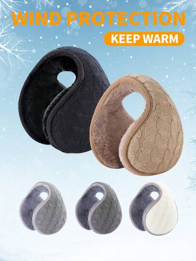 Unisex Solid Color Foldable Warm Ear Muffs, Soft & Comfortable Men's Winter Ear Warmers, Foldable Ear Covers Suitable For Daily Commute, Work, Outdoor Activities In Autumn/Winter