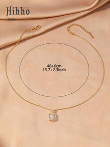 Hihho 1 chiếc vòng cổ Zirconia trắng trong suốt thanh lịch, mặt dây chuyền chuỗi xương rắn cao cấp dành cho nữ - Vàng - Xem 7