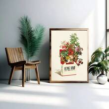 1幅植物主题墙面艺术海报 - 创意艺术装饰画 - 充满正能量，代表健康友善的生活方式 - 印刷图片海报 - 适用于房间、浴室、客厅、办公室墙面装饰（不含画框） - 彩色 - 查看 9