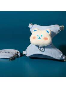 1件可调节兔子背带式胸背心，可爱熊耳兔子胸背带，小型宠物和兔子牵引绳 - 彩色 - 查看 11