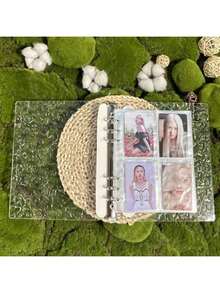 A5 Acrylic Wave Pattern Loose Leaf Binder, DIY Notebook, Gaiacrylic 6-Ring Binder With Gold Clips, Transparent Divider Pages, Budget Planner