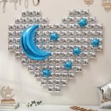 1 Set Of 8pcs Eid Mubarak Oversized Heart Shaped Foil Balloons, Moon & Star Party Decorations - Multicolor - View 6