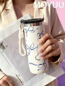 1个500毫升优雅蝴蝶结设计双层不锈钢保温咖啡杯，也可作保温杯、旅行杯、茶杯、水瓶使用，适用于旅行、办公、居家、学校、汽车等多种场合，是圣诞节、母亲节、情人节、生日等节日送礼佳品。 - 彩色 - 查看 6